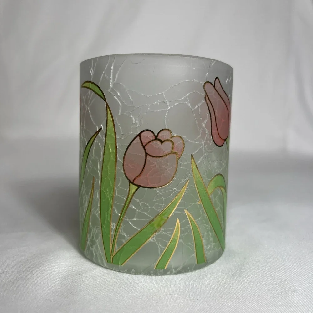 Yankee Candle Frosted Crackle Votive Tea Light Holder V/H TL/H spring Tulips New